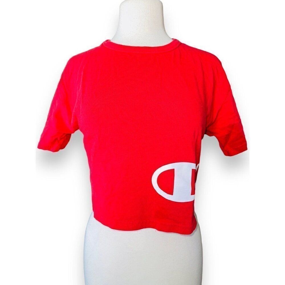 FB6 CHAMPION Wrap Around Red Womens Crop Tee XS Cropped Oversized